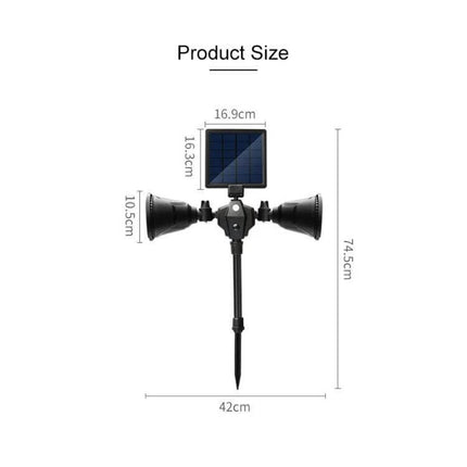 Robot Solar LED Spotlight Double-Headed With Motion Sensor outdoor dual-head solar motion sensor spotlight with dimensions
