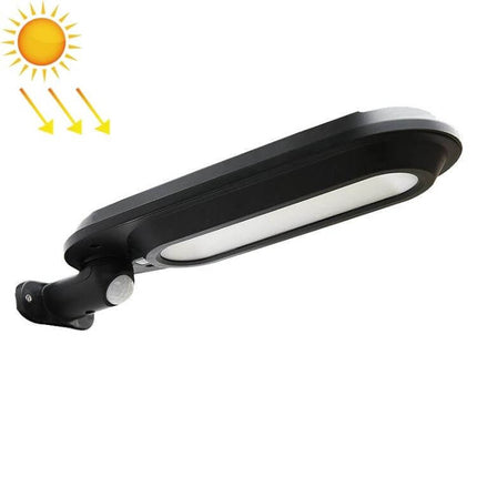 Solar Garden Lamp With Motion Sensor Waterproof Outdoor mounted black LED fixture with motion sensor and solar panel for pathways and patios