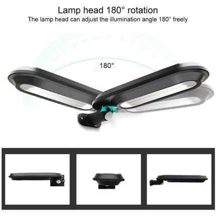 Solar Garden Lamp With Motion Sensor Waterproof Outdoor showing 180° adjustable dual lamp head, motion-activated waterproof garden pathway light