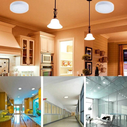 Energy-Efficient LED Panel Lights For Everyday Home Lighting - recessed and surface-mounted panels in kitchen, hallway, and modern living room