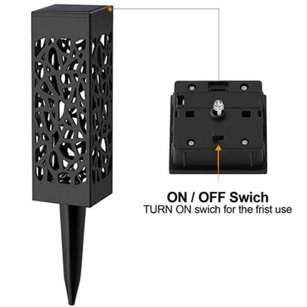 Outdoor Hollowing Out Solar Energy Garden Lawn Lamp For Pathways - black hollow decorative pathway stake with solar panel and on/off switch
