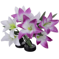 Set of 2 Solar-Powered Lily Flower LED Lanterns for Outdoor Décor - IP55 Waterproof Garden Lighting