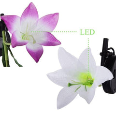 2 lámparas LED decorativas para césped con forma de flor de lirio, 4 cabezales, alimentadas por energía solar, para exteriores, IP55, a prueba de agua