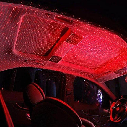 USB Atmosphere Light 360 Degree Rotating For Car And Home projected red star pattern on car ceiling creating ambient interior lighting