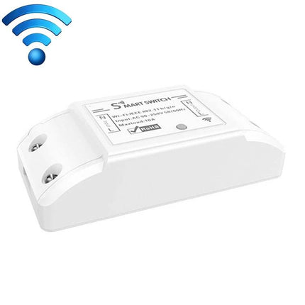 WiFi Smart Switch for Voice-Activated Home Control with Alexa compact white module showing terminals and WiFi icon