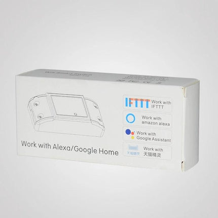 WiFi Smart Switch for Voice-Activated Home Control with Alexa - white boxed product showing compatibility with Alexa Google Home and IFTTT