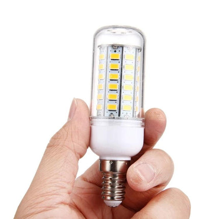 Essential lighting for everyday home and office spaces LED corn bulb held between fingers, durable low-power task light for reading and video calls