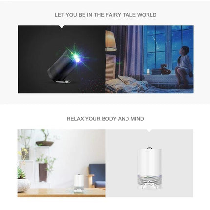 Blinblin Laser Projector For Home Starlight Ambience With Bluetooth projecting calm star clouds in a cozy living room scene