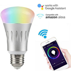 Smart LED Bulb with 6000K+RGB, Voice Control, 600 Lumens, Works with Alexa & Google Home, AC 175-255V