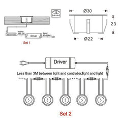 Foco LED para suelo, de pared, para cubierta, empotrado, SMD 2835, 500-600 lm, 4000-4500 K, tamaño de corte: 30 x 22 mm