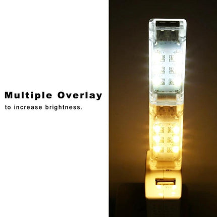 Compact Stackable USB Light for Daily Desk and Travel Use - illuminated stacked units showing cool and warm LED brightness