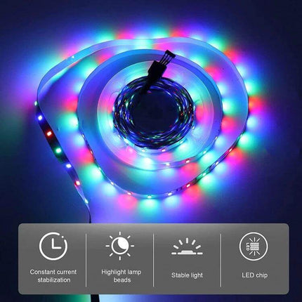 RGB LED Rope Light 5m For Ambient Home Lighting Easy DIY Accent - colorful flexible 5m RGB strip with self-adhesive backing for under-cabinet and accent lighting