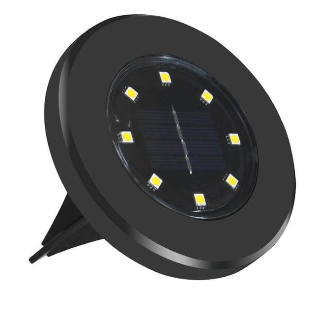 Solar Powered Garden Buried Lamp IP65 Waterproof for Walkways - black recessed LED path light with solar panel and stake