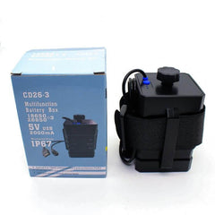 Waterproof 3-Section Battery Box for 18650/26650 Cells with Dual Output: 12V & 5V USB Charger (Batteries Not Included)