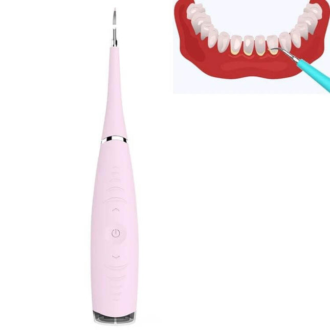 LSHOW Teeth Polisher With Five Speed USB Charging For Home Use - pink ultrasonic scaler for removing tea coffee stains, IPX6 waterproof, one-handed operation