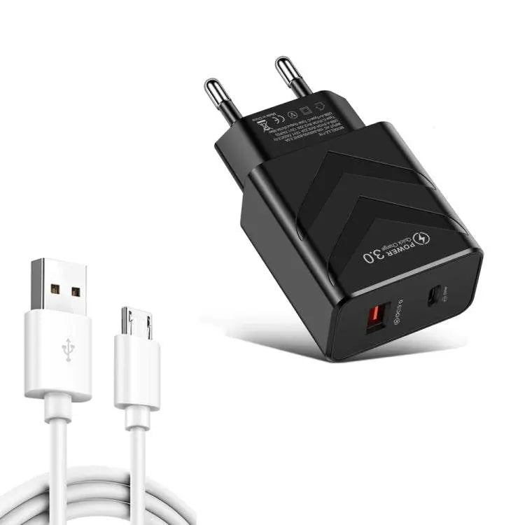 LZ-715 20W PD QC 3.0 Dual Ports Travel Charger EU Plug