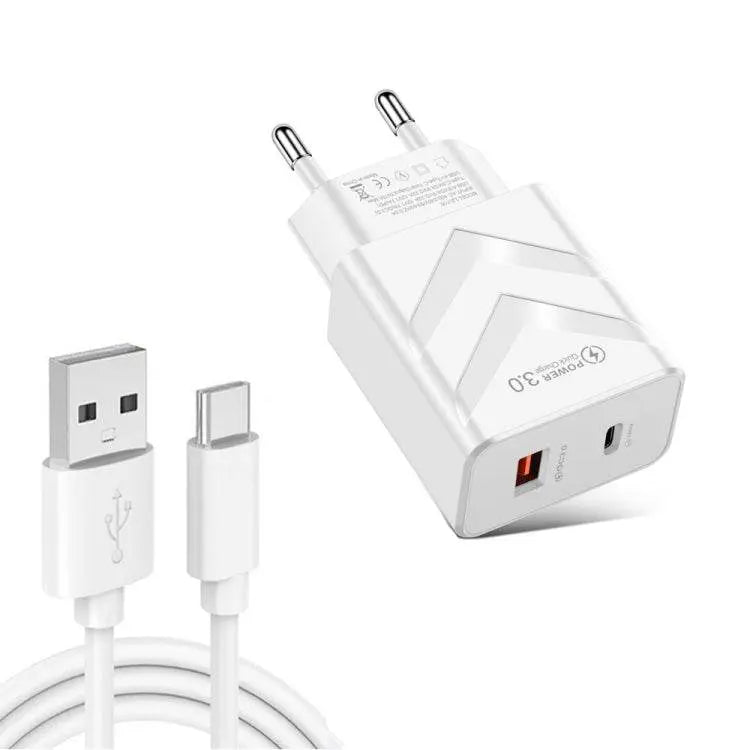 LZ-715 20W PD QC 3.0 Dual-port Travel Charger EU Plug