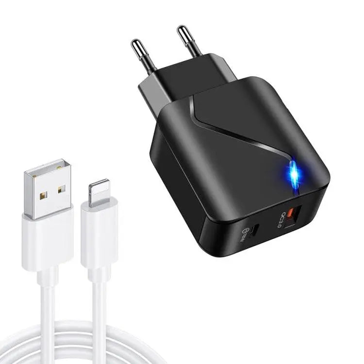 LZ-819A+C 18W QC3.0 USB PD Travel Charger Set EU Plug