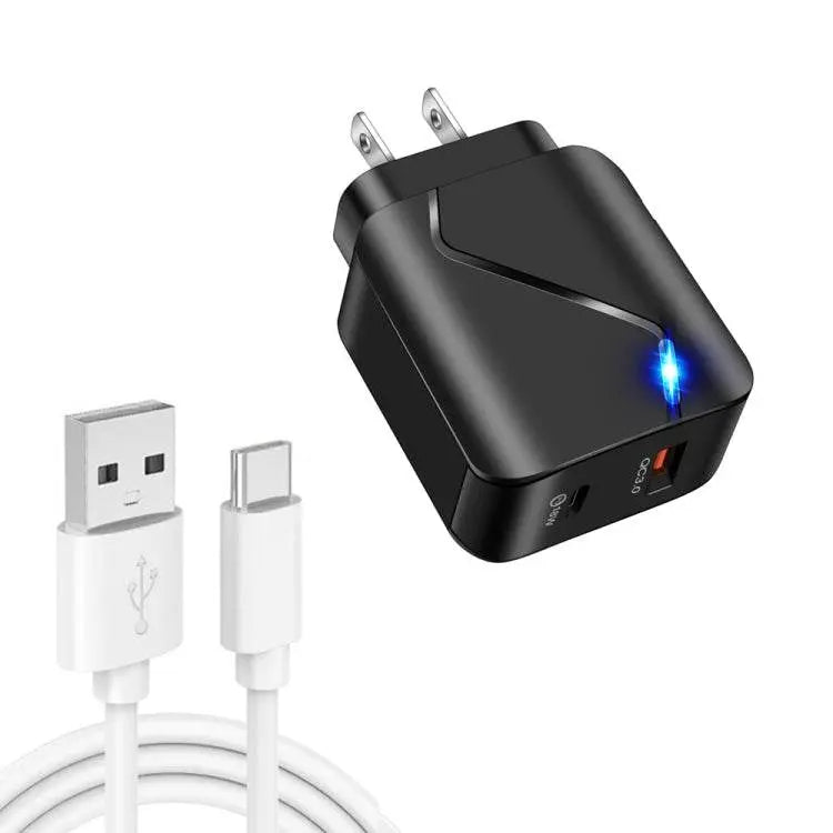 LZ-819A+C 18W QC3.0 USB PD Travel Charger Set US Plug