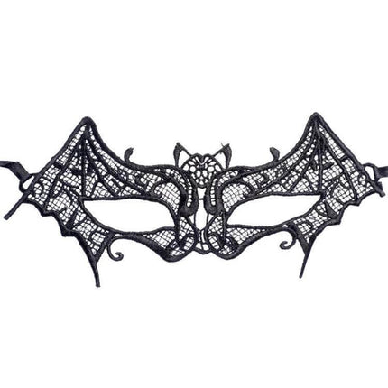 Lace Bat Mask For Halloween Masquerade Party One Size Fits Most - handmade black lace bat eye mask with secure strap