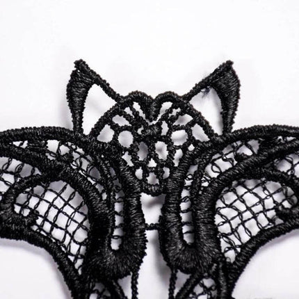 Lace Bat Mask For Halloween Masquerade Party One Size Fits Most - handmade black lace bat eye mask with secure strap