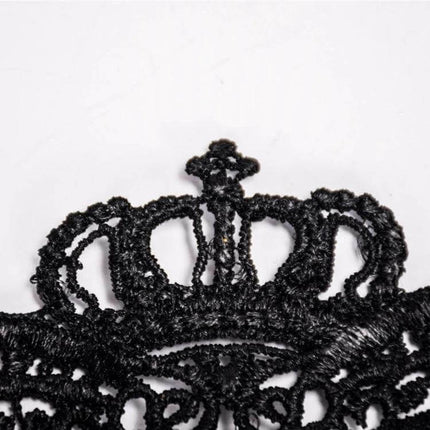 Lace Crown Mask for Halloween Masquerade Party, One Size - black handmade eco-friendly lace crown silhouette mask close-up