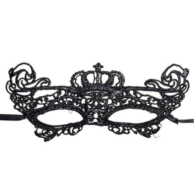 Lace Crown Mask for Halloween Masquerade Party, One Size - handmade black lace crown eye mask for masquerade, balls and Halloween events