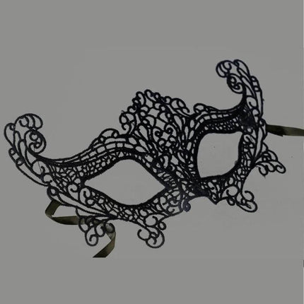 Lace Fox Mask for Halloween Masquerade Party One Size Fits Most - handmade eco-friendly black lace fox masquerade mask for costume