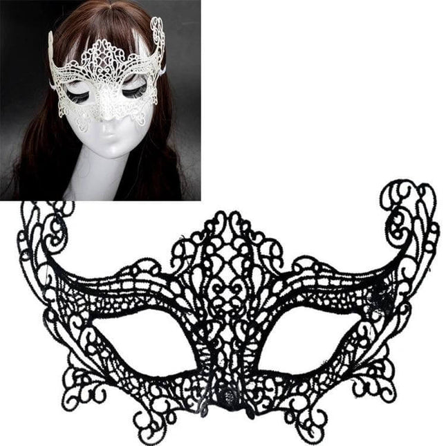 Lace Fox Mask for Halloween Masquerade Party One Size Fits Most - handmade eco-friendly lace fox masquerade mask, lightweight elegant design