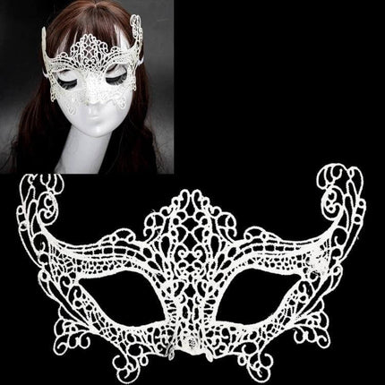 Lace Fox Mask for Halloween Masquerade Party One Size Fits Most — handmade white lace fox masquerade mask for costume events