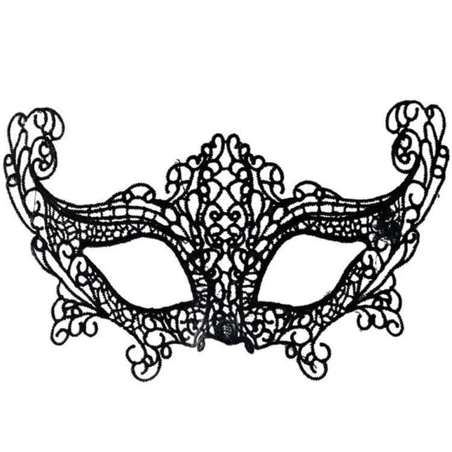 Lace Fox Mask for Halloween Masquerade Party One Size Fits Most - handmade eco-friendly black lace fox masquerade mask