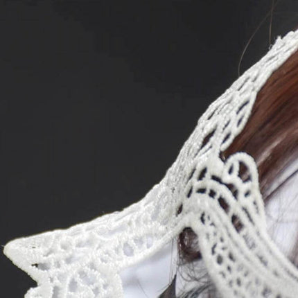 Lace Fox Mask for Halloween Masquerade Party One Size Fits Most - handmade eco-friendly white lace fox eye mask accessory