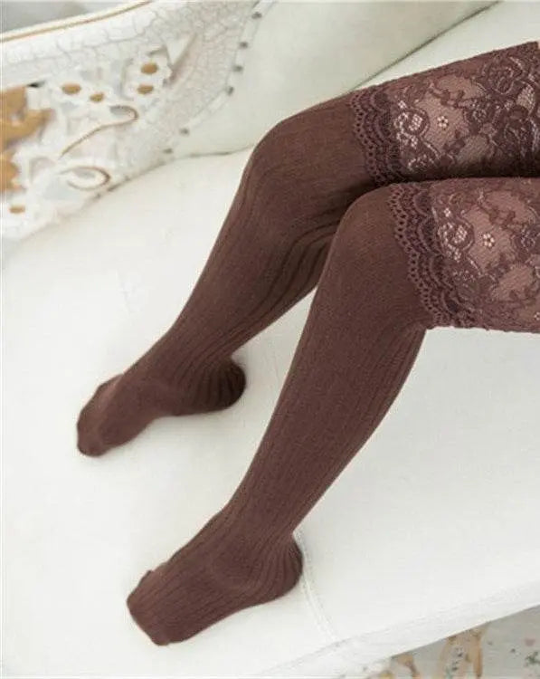 Lace Stockings Above The Knee Non-Slip Cotton Stripe Socks