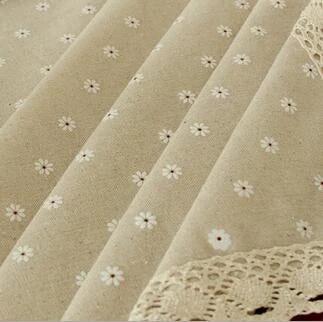 Lace Tablecloth For Dining And Events In Linen Blend showcasing linen blend fabric with delicate lace trim and small embroidered daisies