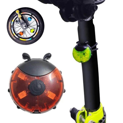 Ladybug Wheel Light For Kids Bike Smart Red Night Safety compact red ABS wheel light with strap, 4 LED beads for nighttime visibility