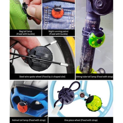 Ladybug Wheel Light For Kids Bike Smart Red Night Safety compact ABS strap-mounted wheel light with 4 LEDs for evening visibility and easy install