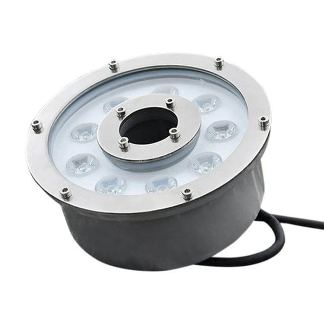 Landscape Ring LED Underwater Fountain Light Aluminum Body in stainless steel rim with 7 LEDs, die-cast aluminum housing for pond and fountain accent lighting