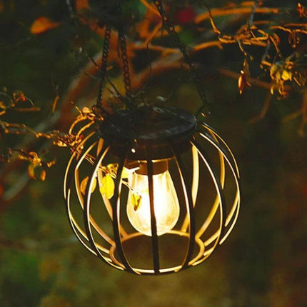 Lantern Landscape Light Outdoor Solar Garden Lamp For Pathways Small hanging ABS solar lantern illuminating a garden pathway at night
