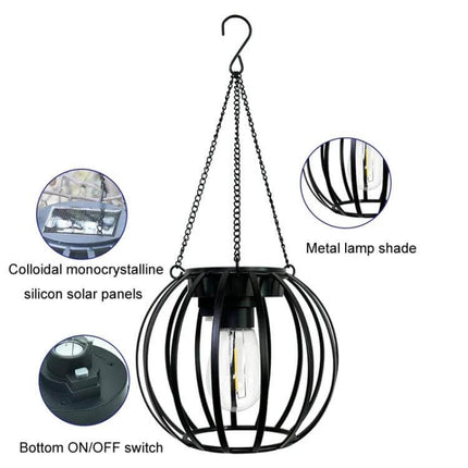 Lantern Landscape Light Outdoor Solar Garden Lamp For Pathways Small hanging metal lantern with monocrystalline solar panel and ABS construction