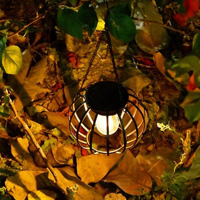Lantern Landscape Light Outdoor Solar Garden Lamp For Pathways Small hanging ABS lantern with warm nighttime glow on garden pathway, IP65 waterproof