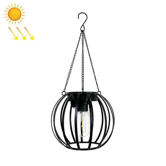 Lantern Landscape Light Outdoor Solar Garden Lamp For Pathways Small hanging black spherical ABS solar lantern with chain, pathway garden lighting, IP65 waterproof