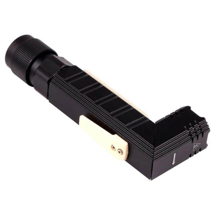 Large 90 Degree Folding Multi-Functional LED Flashlight, 5 Modes black aluminum body with 90° rotating head and clip for camping workshop emergencies