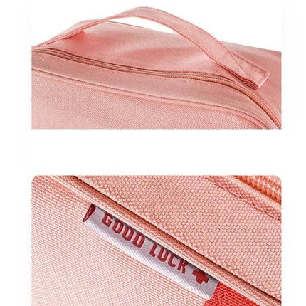 Large-Capacity Medicine Box For Family Use At Home - pink waterproof Oxford cloth carry handle and zippered compartment with separated inner bag