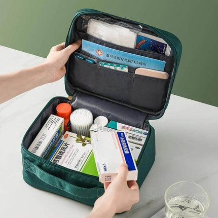Large-Capacity Medicine Box For Family Use At Home - waterproof Oxford cloth organizer with inner compartments storing pills, vitamins and first-aid supplies