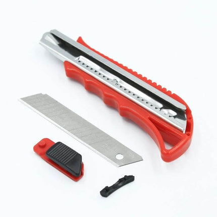 Large Size Utility Knife For Paper Cutting At Home And Office - red plastic handle with stainless steel blade and spare blades