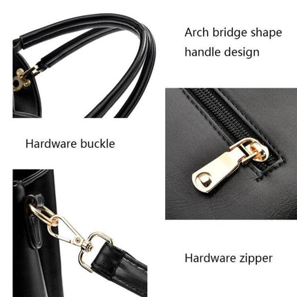 Lattice Texture Large Capacity Handbag White For Everyday Use - Closeup of arch bridge handles, hardware buckle and zipper details