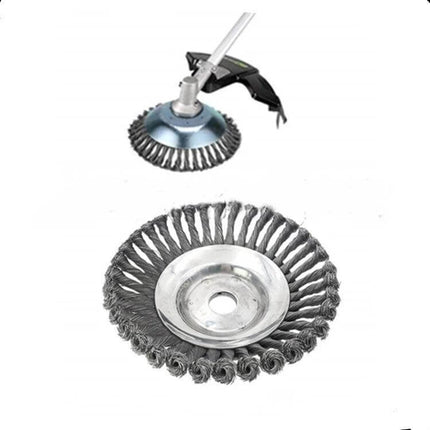 Lawn Mower Twisted Grass Wheel Steel Wire Head Weeding Tray 6 Inch - 6" twisted steel wire brush for deburring, stripping, polishing and coating prep