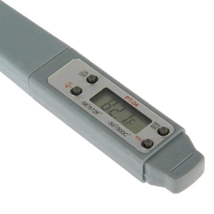 LCD Digital Food Thermometer for Everyday Home Cooking showing LCD display and 140mm stainless steel probe with protective sheath