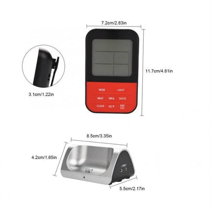 LCD Digital Food Thermometer With Dual Probes For Oven And Grill — compact metal body, clear LCD display, dual-probe monitoring for oven and grill