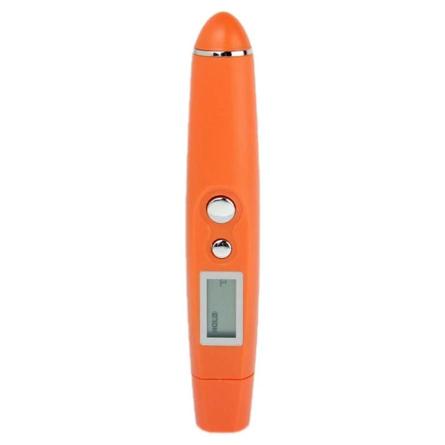 LCD Portable Infrared Thermometer for Non-Contact Temperature Readings - orange pen-style LCD device for quick hands-free temperature checks